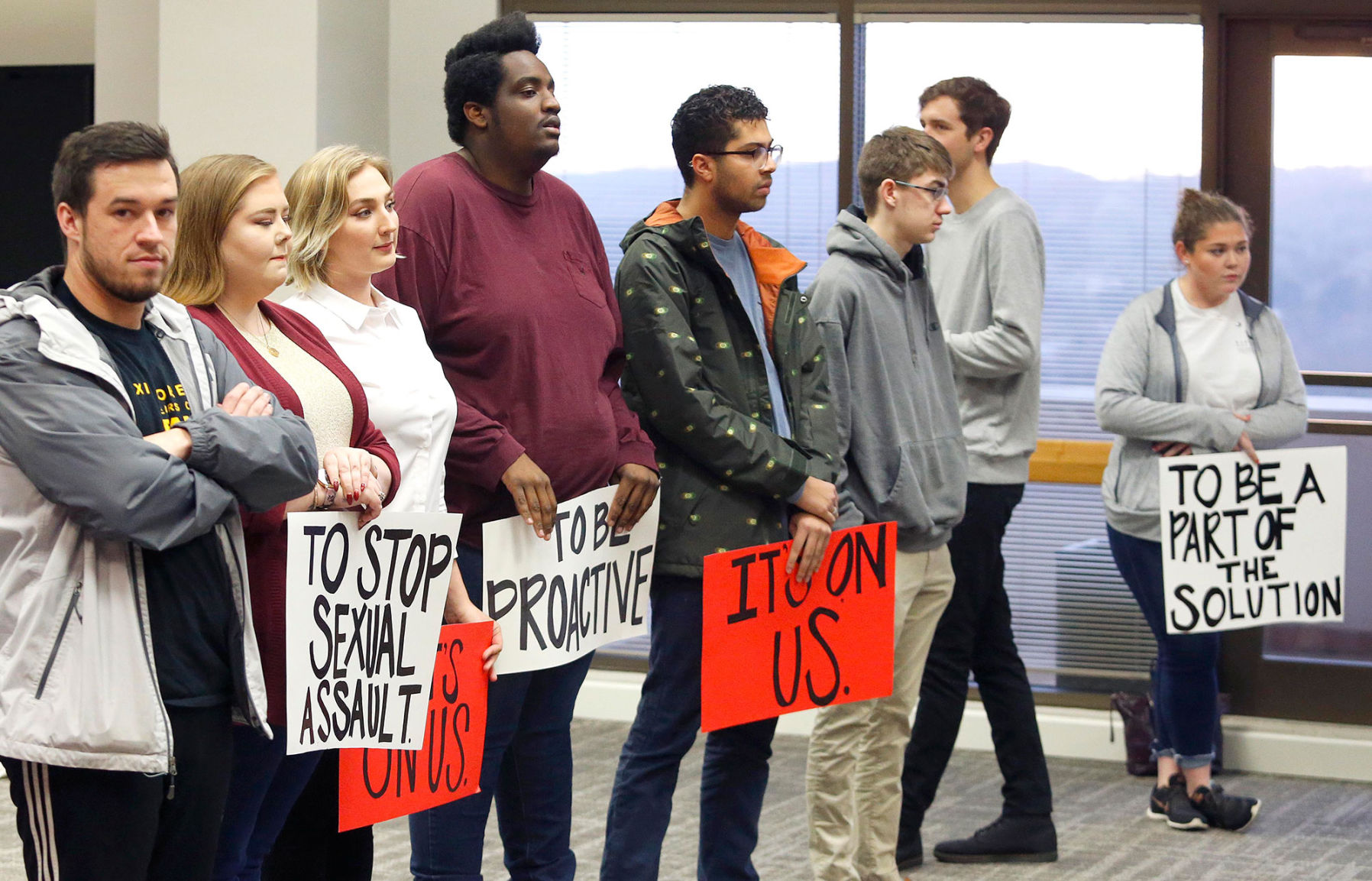 In protest